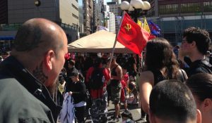 Communist Flag at May Day Rally in NYC